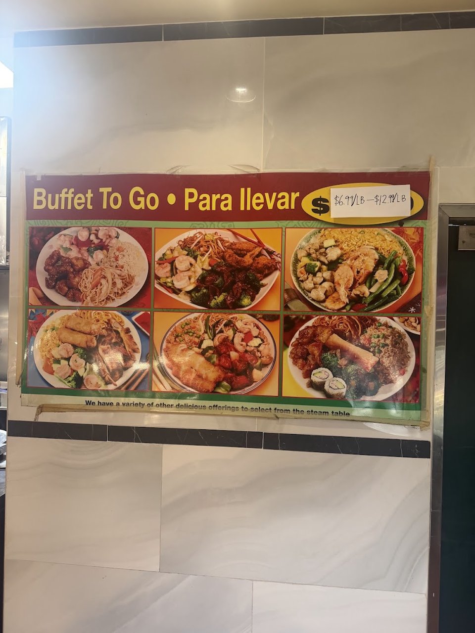 Vegetarian options arranged across a buffet spread.